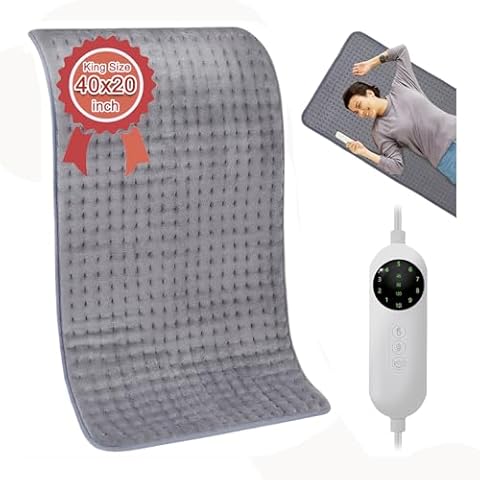 OCSOSO Large Heating Pad 20"x40" for Back Pain Relief Extra Large Heating Pad XXXL Electric Heating Pads Auto Shut Off 10 Temperature Settings Heated Pad Sitting or Reclining 2024 Update Technology Cover