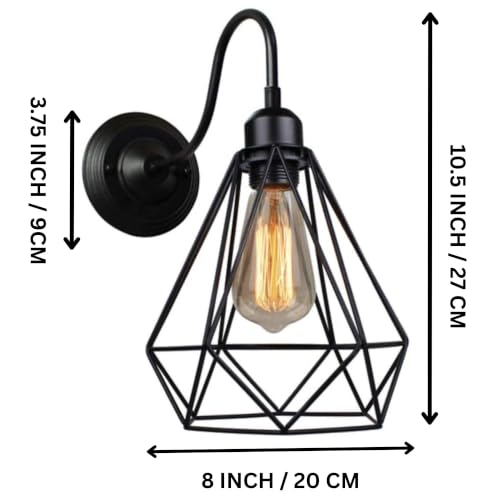 Image of GreyWings Geometric Black Metal Wall Light, Modern Industrial Decorative Sconce,(Bulb not Included) Small Pack of 2