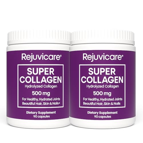 Rejuvicare Super Collagen 500 mg, Hydrolyzed Collagen Peptides for Hair,