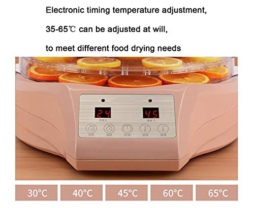 Lebensmitteltrockner,5-Tablett Obst Und Gemüse Dehydrator 4-48H Timing 30-65 ° C Temperatureinstellung Doppelter… – Bild 3