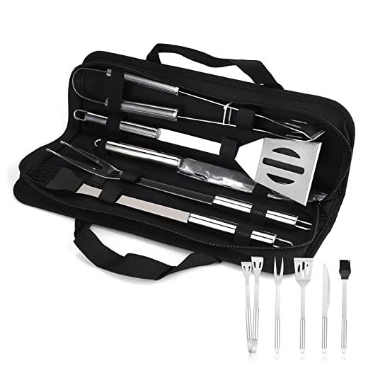 Utensili Barbecue, Hippodance Attrezzi per Barbecue Acciaio Inox Set Di Attrezzi Per Barbecue Perfetti per Grill Accessori per Utensili da Barbecue, Regalo Perfetto per Uomini, Marito o Papà - 5 pcs