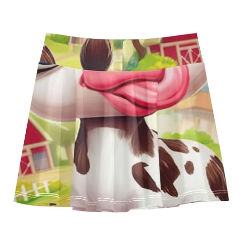 Cute Cartoon Cow Farm Athletic Shorts Girls Skorts Tennis Skirts for Kids Custom Girl Skort 3t2