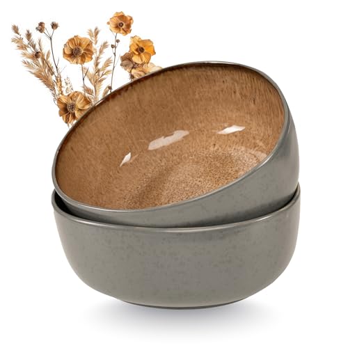 Moritz & Moritz ORGANIC Servierschalen Set Beige - 2x Große Schalen aus hochwertigem Steinzeug, Modern & Zeitlos, Mikrowellen- & Spülmaschinengeeignet - Perfekt für Salate, Pasta, Snacks & mehr
