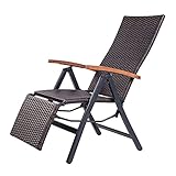 WKLIANGYUANPING Aluminium Poly Rattan Relaxsessel Mit Fußablage, Klappbar & Verstellbar, Für Garten, Balkon & Terrasse, Gartenstuhl, Witterungsbeständig