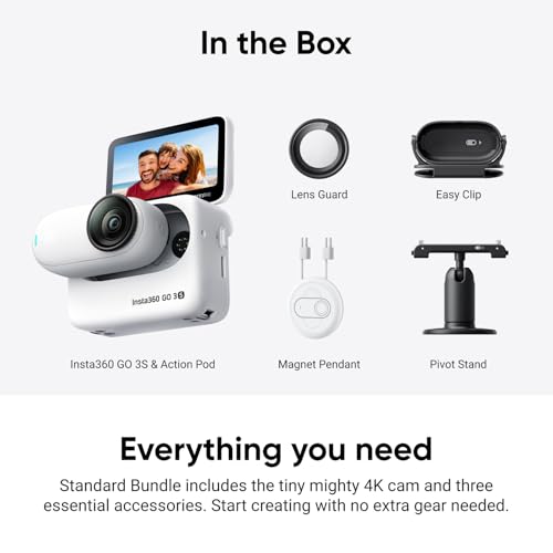 GO 3S 64 GB - Mini fotocamera portatile 4K a mano libera, utilizzabile ovunque, stabilizzazione, batteria 140 min, impermeabile, 10 m, lavorazione AI, Apple Find My, nero, per vlog, viaggi - Gadget - Immagine 7