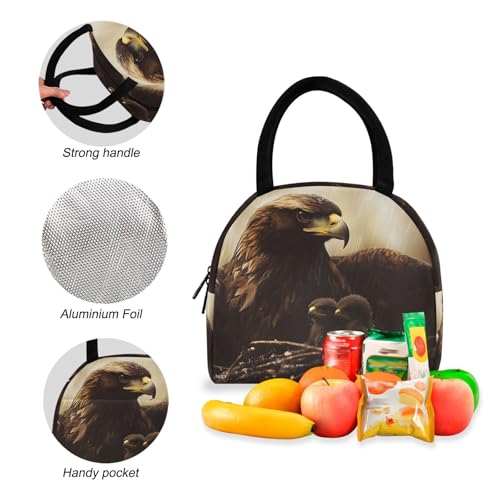 Backpack Lunch Bag Set Birds Print, Big Storage Travel Backpacks with Insulated Lunch Box for Office Hiking Picnic4