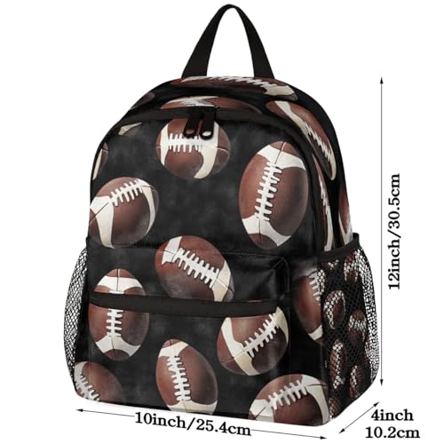 Image of Toddler Sports Backpack for Boys Girls,12 Inch Kids Backpack for Preschool Kindergarten Elementary,Lightweight Small Bookbag with Chest Strap for Daycare Travel,Footballs Rugby Ball Texture