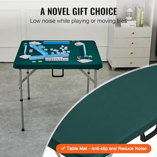 VEVOR Mahjong Table, Fold-in-Half 4 Player Card Table with Wear-Resistant Green Tabletop, Portable Bi-Folding Square Domino Table with Carrying Handle for Outdoor Camping Picnic Party, 34 x 34-inch by VEVOR - Image 6