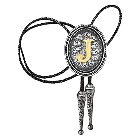HUABOLA CALYN Bolo tie for Men, Western Cowboy Golden Alphabet Initial Letter ABCDJMR to Y Costume Bolo ties Neckties (J) Cover