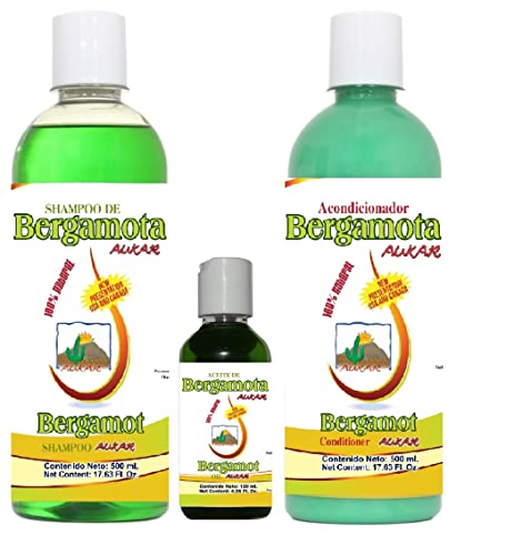 Bergamot Shampoo/Conditioner & Bergamota Oil 100% Natural Hair Regrowth & No More Dryness Volume, Thickness & Brightness