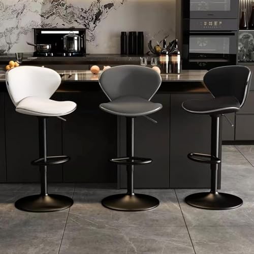 Tabourets de bar réglables et pivotants blancs avec dossier rembourré confortable - 4