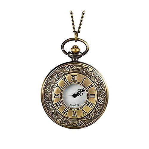 Reloj de bolsillo redondo romano collar cadena Cover
