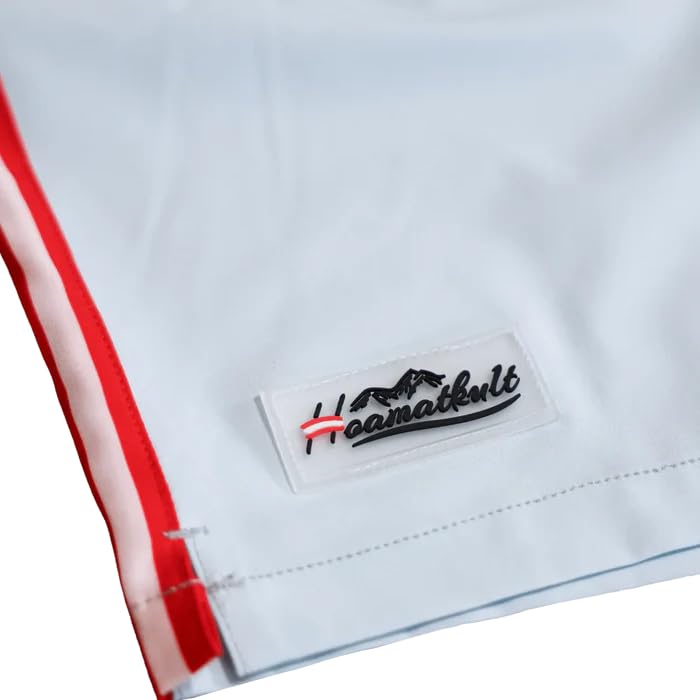 Hoamatkult Badehose Österreich Adler – schnelltrocknend, 4-Wege-Stretch, wasserabweisend, elastischer Bund mit Kordelzug, Herren Sommer Shorts