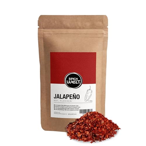 Spicy Welt Rote Jalapeño Flocken (250g) – Jalapeño Geschrotet für Tacos, Pizza, Burger & Dips |...