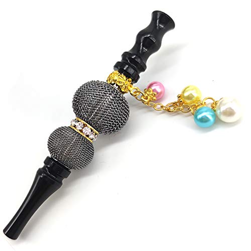1Pcs Hookah Mouth Tips Colorful Metal Rhinestone Alloy Beaded Hookah Nozzle Hookah Tips Disposable Cigarette Holder for Women(Random Style),Black