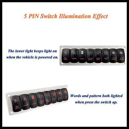 Image of Customize 8 Gang Marine Rocker Switch with Silver Mounting Bracket Waterproof Pre-Built Toggle Switch Panel for Car Boat Truck RV Trailer UTV Dashboard 12V /20A 24V /10A IP66