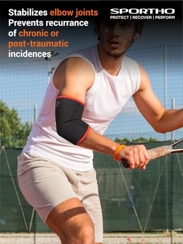 Image of Nivia Elbow Support with Slip in For Men & Women, Elbow Sleeves & Braces or Wraps, For Stability & Joint Support & Black /Red Color, Used for All kind of impact Sports