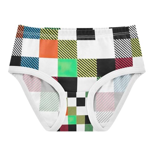 Black White Checkered Toddler Girl Undies, Kids Underwear, 2T–8 Years