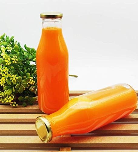 Image of Pure Source India Glass Water Bottle with Airtight Gold Cap - 500 ML, 6 Pieces, Clear
