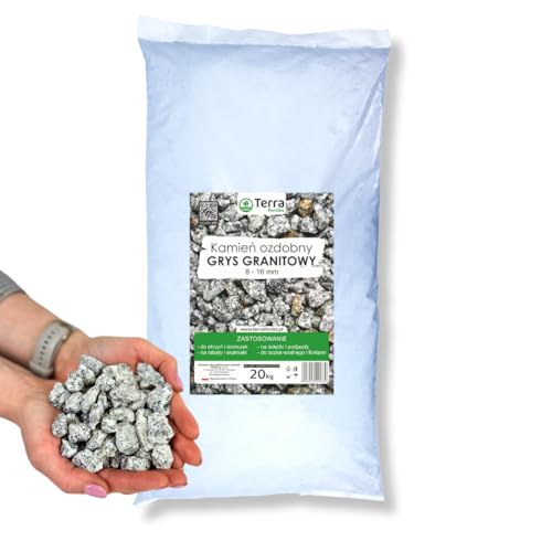 Feniks Granit Deko 20 kg (8-16mm) Splitt Grau | Ideal für die Gartengestaltung | Salz und Pfeffer Granit Naturstein | Splitt |Granitsplitt