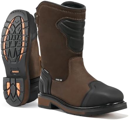 NINGO Steel Toe Work Boots for Men