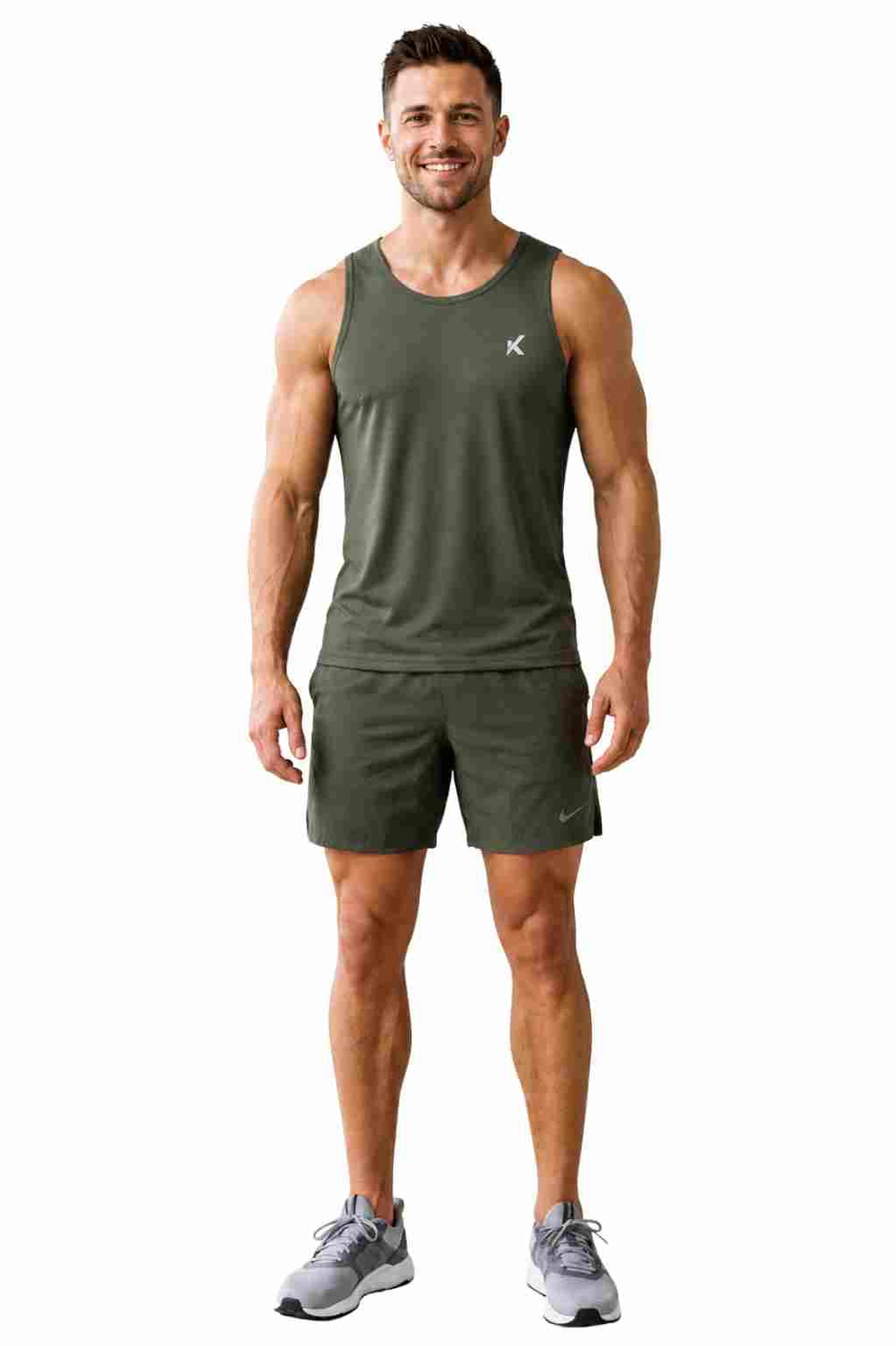 Men's Gym Tank Top, Olive Green, Quick Dry, Moisture Wicking, Lightweight, Breathable, Stretchable Workout Vest-picture-35