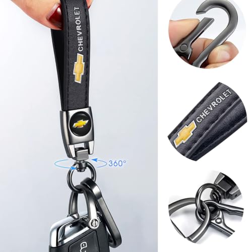 Image of YUIQIEUY Genuine Leather Car Keychain Key Chains Ring Accessories for Man and Woman Family Present Black