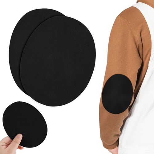 10 Pcs Suede Iron-On Patches, Oval Fabric Repair, Black