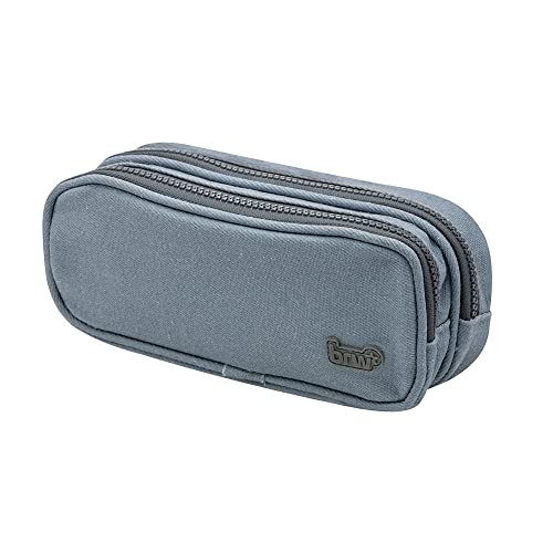 Estojo Nylon 2 Zíperes Jeans Cinza, BRW