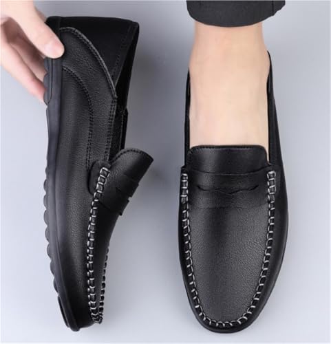 Resistant Lightweight Flexible Outdoor Slip-ons Men's Loafers Round Toe Solid Color Faux Leather Loafer Shoe4