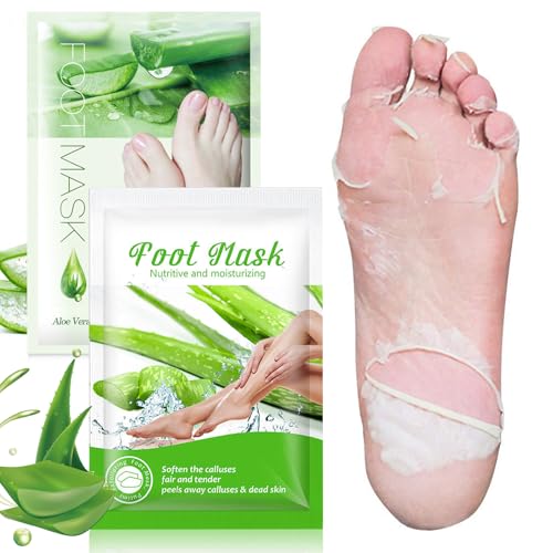 2 Pares Exfoliante Pies,Máscara Pies Peeling, Callos Pies Eliminar y Piel Muerta, Calcetines Hidratantes para Pies, Eliminar Piel Muerta Foot Peeling Mask Hidratante（Aloes）