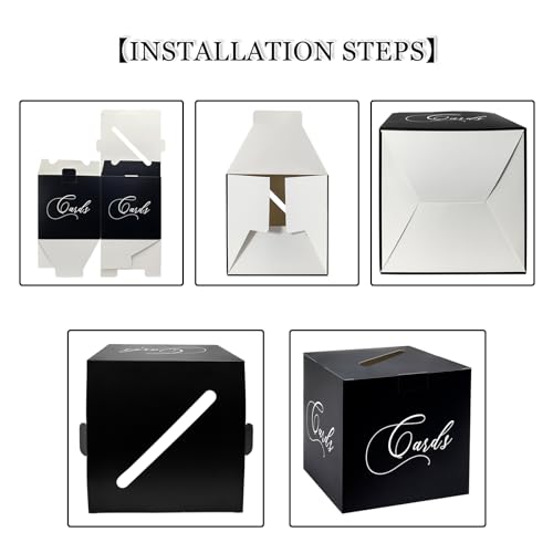 Image of Black and White Card Box Gift Card Box Holder Envelope Box for Wedding Birthday Baby Shower Retirement Party Card Box