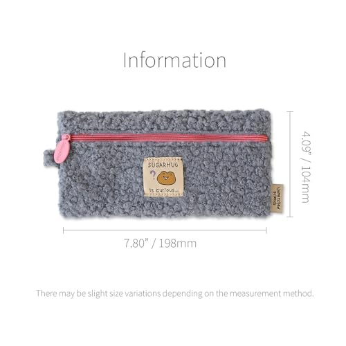 Image of Monolike Unmatched Friends Bbogeuli Pencil Case, Blue - Slim Fuzzy Fleece Pen Pouch for Daily Use with Stain-Resistant Lining
