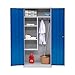 Produktbild furni24 Metall PutzmittelschrankWäscheschrank aus Stahl mit blauen Türen Zweipunktverriegelung incl. 2 Schlüsseln Kleiderspind Stahl Lagerschrank Werkzeugschrank fertig montiert-Grau 92x195x42cm