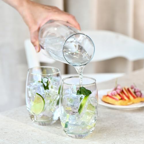 Miniatura 7 de Krosno Vasos Iridiscentes De La Colección Rainbow, Juego De 6, 360 Ml, Cristalería Hecha A Mano, Ideal Para Agua, Jugo, Cócteles, Lavar A Mano