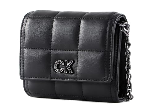 Calvin Klein Purse Re-Lock Quilt Trifold Wallet CK Black