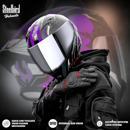 Image of Steelbird SBA-20 Strange ISI Certified Flip-Up Graphic Helmet for Men with Inner Silver Sunshield