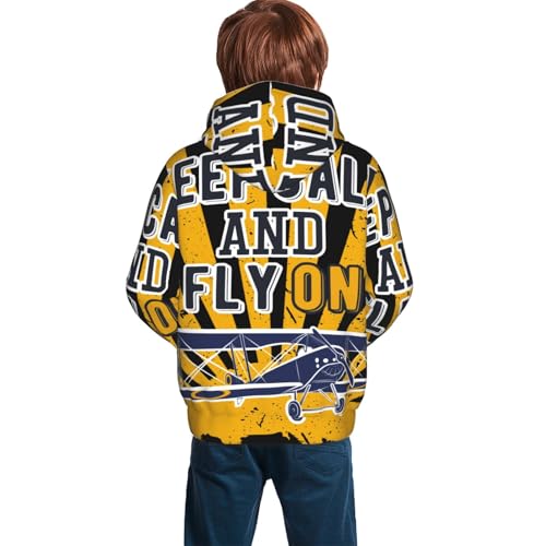 Keep Calm and Fly On Kid Hoodies Boys Sweatshirts Girls Pullover with Pocket4