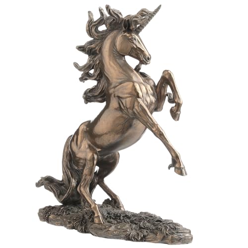 Escultura de unicornio en resina con acabado bronce miniatura 5