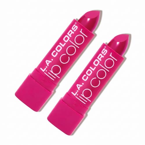 L.A. COLORS Moisture Rich Lip Color, Hot Pink CML544 (Pack of 2)
