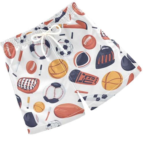 Pigsaly Boys Swim Trunks Football Rugby Balls Soccer Ice Hockey Boys Board Shorts Swimsuit Swimwear Summer Bathing Suit XS Multicolor