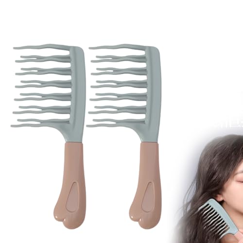 NHQZ Lot de 2 peignes à cheveux, peigne à dents de requin, peigne à dents grossières, peigne à boucles, pour cheveux bouclés, humides, ondulés, épais, perruques, salon de coiffure, femmes et hommes