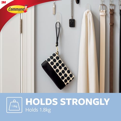 Command Large Hook, Pack 1 Hook and 2 Adhesive Strips, Transparent - Damage Free Hanging - Holds up to 1.8kg