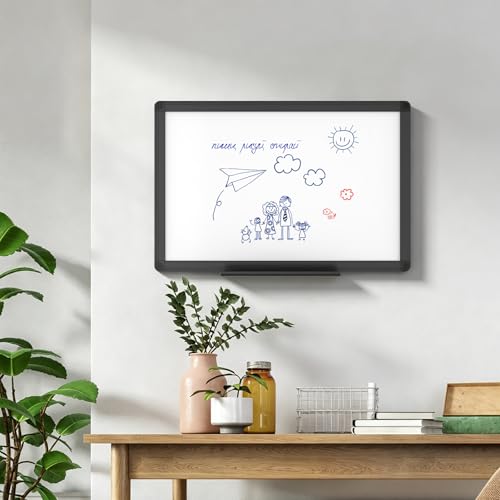 Image of VIZ-PRO Magnetic Dry Erase Board, 18 x 12 Inches, Black Aluminium Frame | Includes 1 Eraser, 2 Markers & 4 Magnets, Wall Mounted Whiteboard for School Office and Home