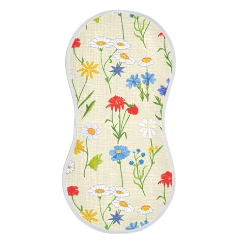 Flowers Floral Beige Burp Cloths for Babies Burp Rag Cotton Spit Up Rag for Infant Newborn Baby2