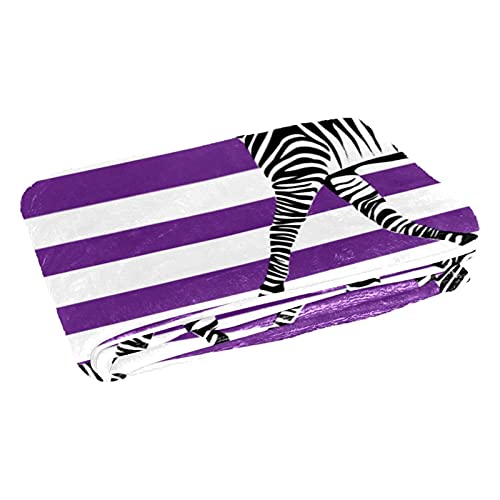 Couverture chaude à rayures violettes, plaid zèbre isolant thermique