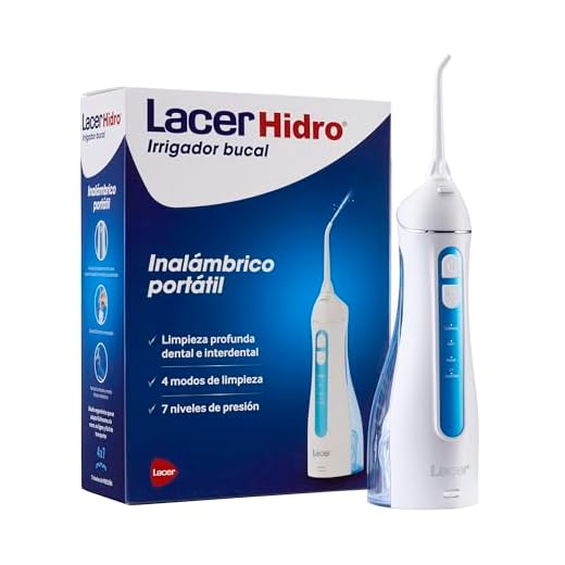 LACER HIDRO - Irrigador Bucal Portátil e Inalámbrico, con 2 Recambios, Limpieza Interdental Rápida y Eficaz, 4 Modos de Limpieza, 7 Niveles de Presión, Diseño Ergonómico y Compacto