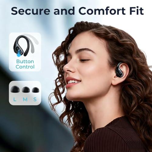 Image of occiam Active Noise Cancelling Earbuds Wireless Bluetooth Headphones | Ear Buds 90Hrs Playback Stereo Bass Earphones with Mic Over-Ear Hooks IPX7 Waterproof Headset for Work Sports