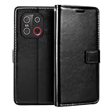 Shantime Lederhülle Kompatibel mit Emporia E6 LT_001, Business Design Magnetische Klapphülle, 3 Kartenfächer, Foto & Geheimfach(Schwarz)