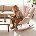 DUMOS Rocking Chair with High Backrest, Teddy Upholstered Indoor Reading Glider Chair with Comfy Seat for Bedroom, Living Room, Office, Baby Pink